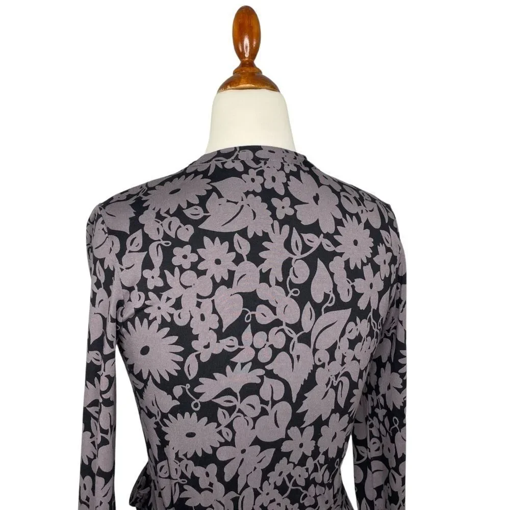 Boden Soft Jersey Long Sleeve Wrap Dress Purple Grey Size 6 Long - Picture 6 of 8